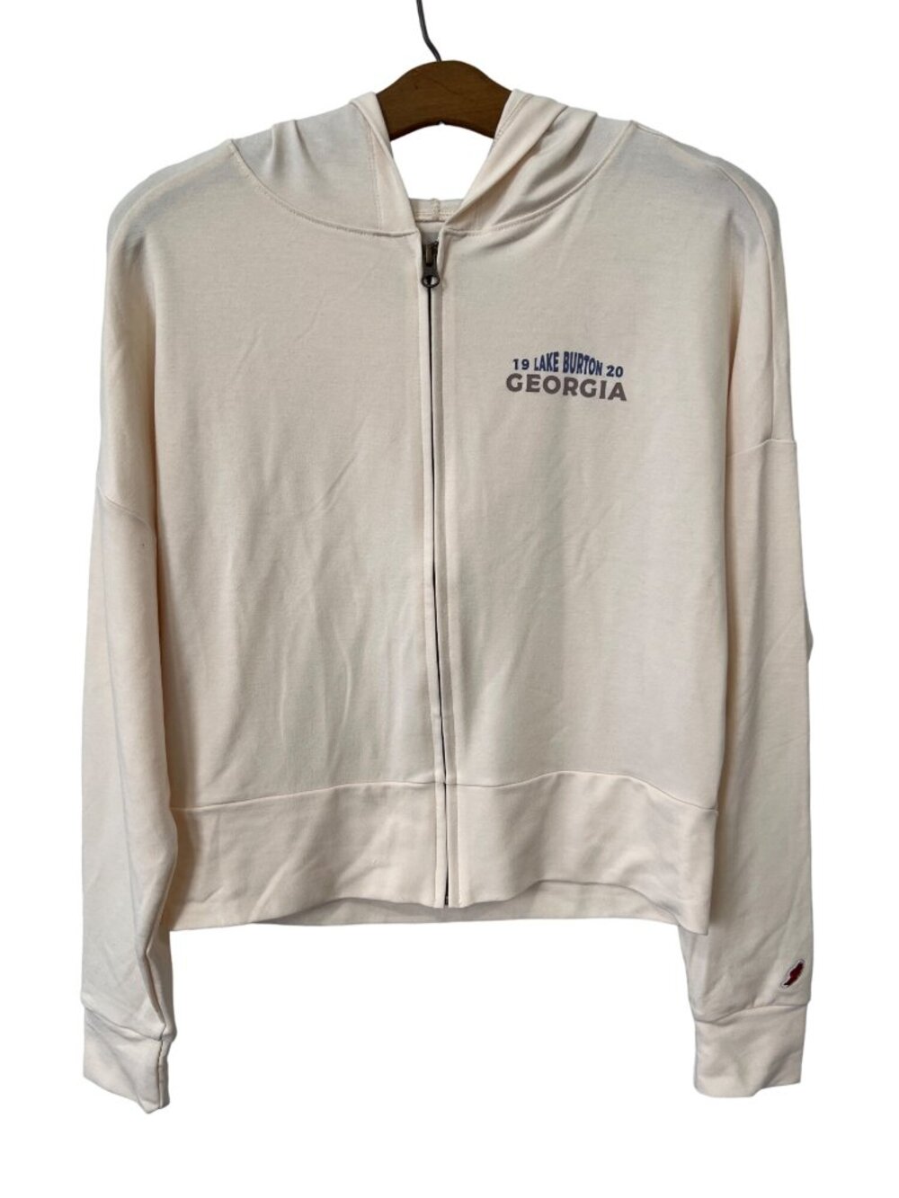 League 91 Cropped Hoodie Medium Lake Burton Georgia Full Zip Athleisure Chic NEW